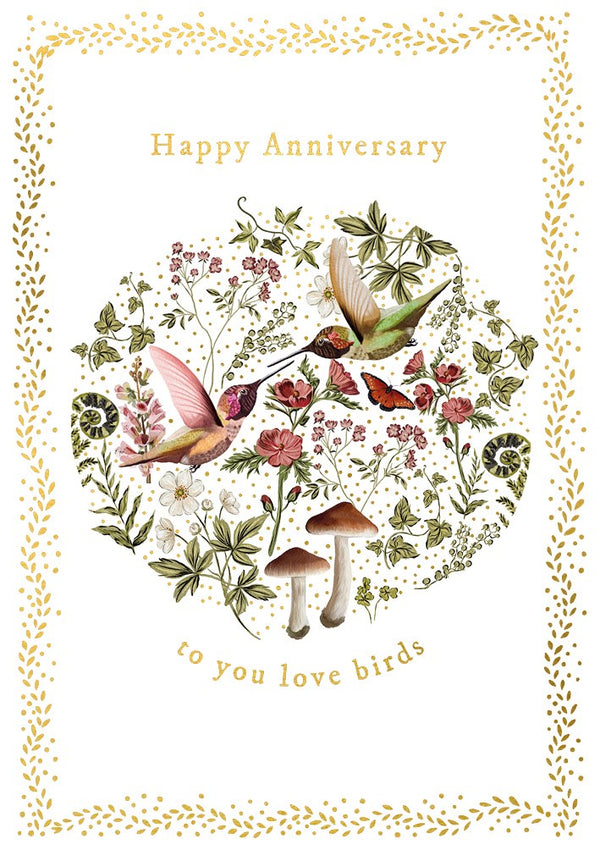 The Art File Happy Anniversary To You Love Birds Card