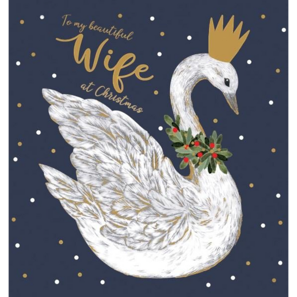 The Art File Wife Swan In Crown Christmas Card