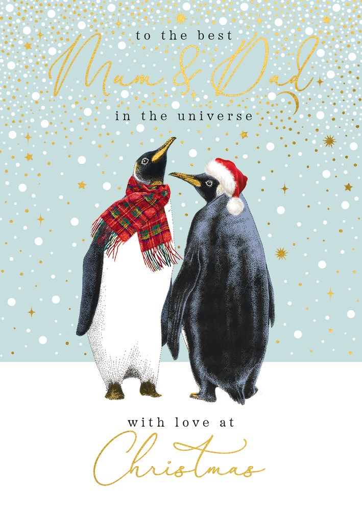 The Art File Mum & Dad Penguins Christmas Card