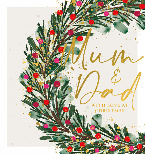 The Art File Mum & Dad Wreath Christmas Card