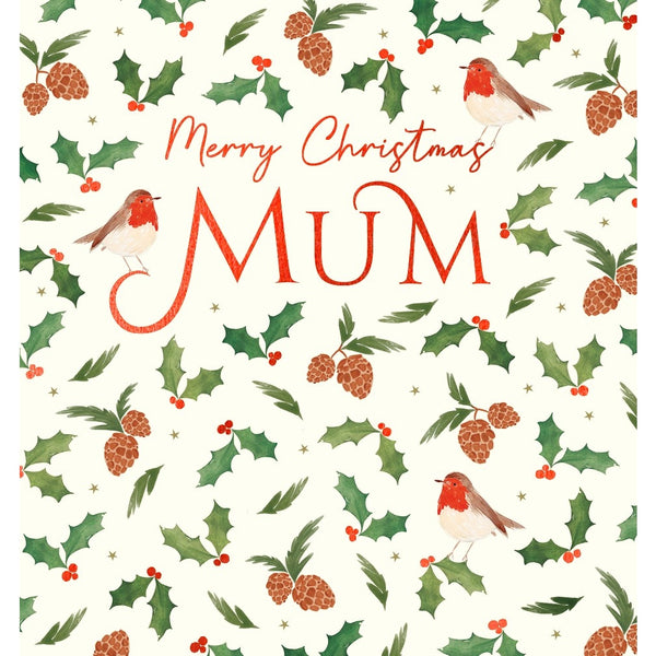 The Art File Mum Holly & Robins Christmas Card