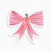 Pink bow with red stripes on a white background