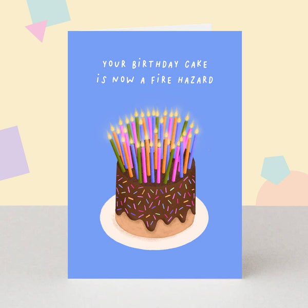 The London Studio Funny Cake Fire Hazard Birthday Card