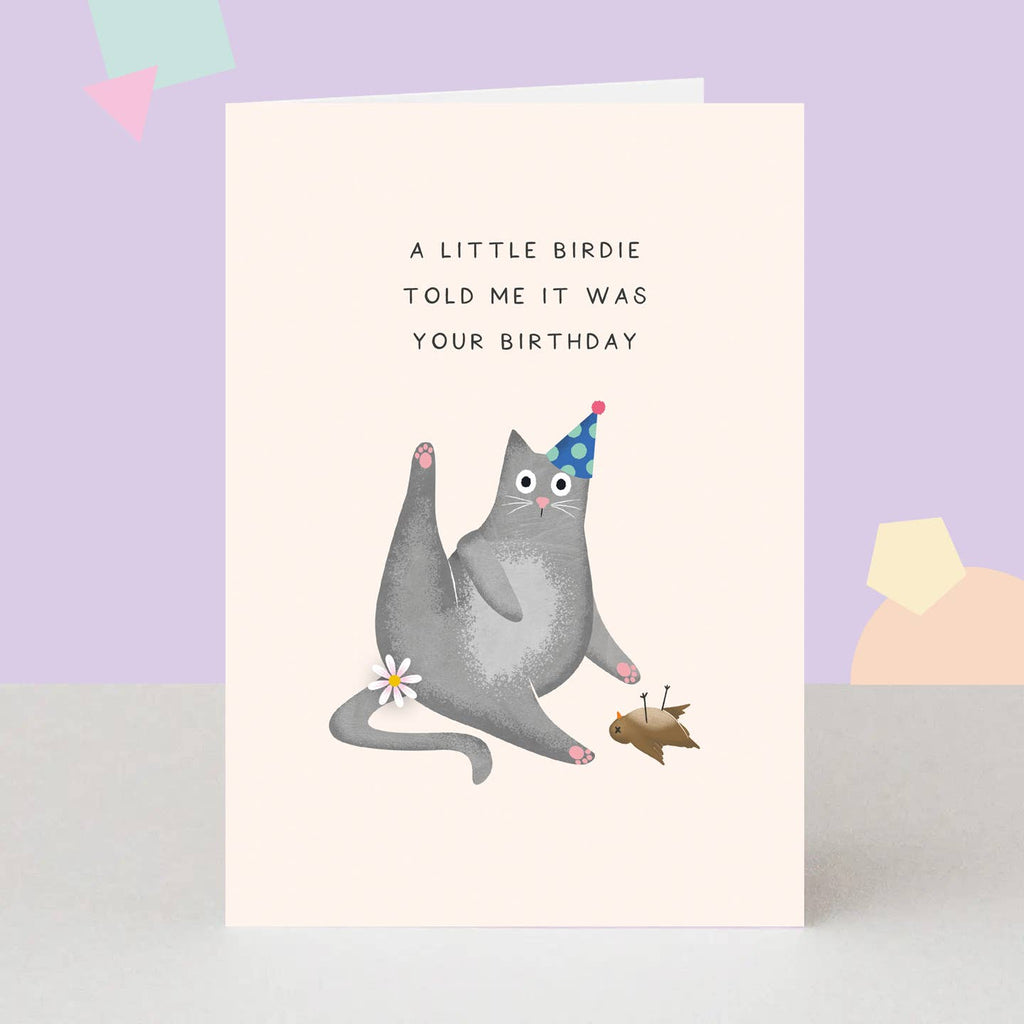 The London Studio Funny Cat Birdie Birthday Card