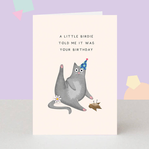 The London Studio Funny Cat Birdie Birthday Card