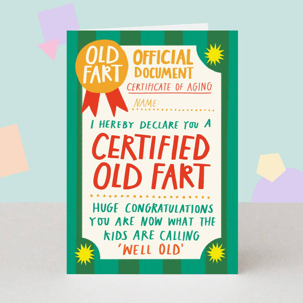 The London Studio Funny Old Fart Certificate Birthday Card
