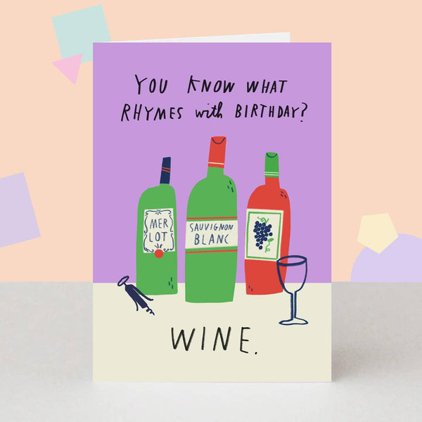 The London Studio Funny Wine Rhymes Birthday Card