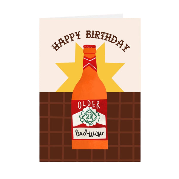 The London Studio Older Bud-Wiser Birthday Card