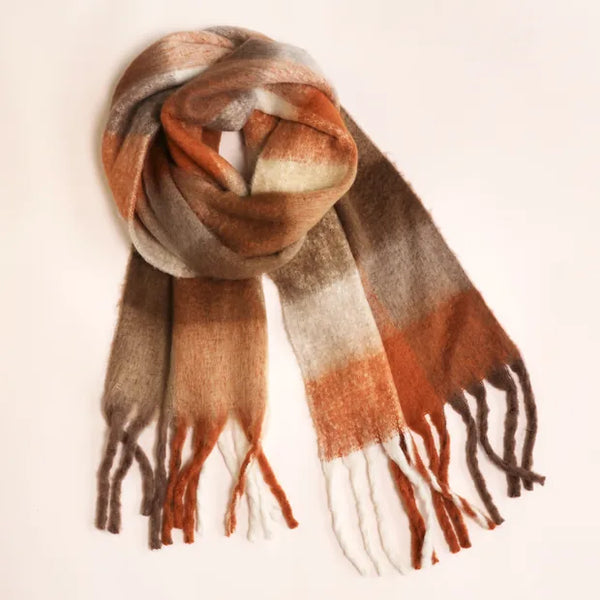 Lisa Angel Brown Check Winter Scarf