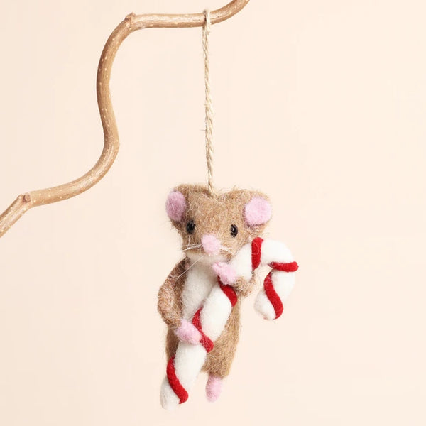 Lisa Angel Felt Candy Cane Mouse Hanging Decoration