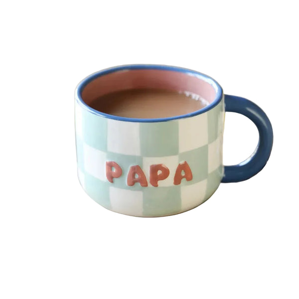 Lisa Angel Ceramic Contrast Checkerboard Papa Mug