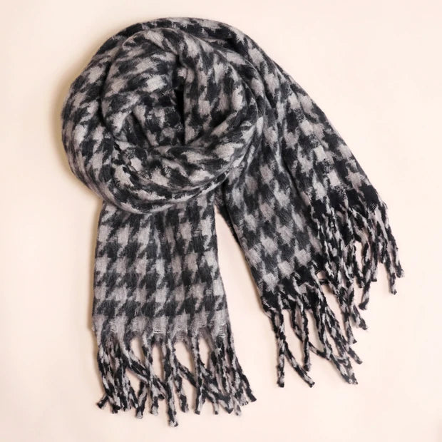 Lisa Angel Charcoal Houndstooth Winter Scarf