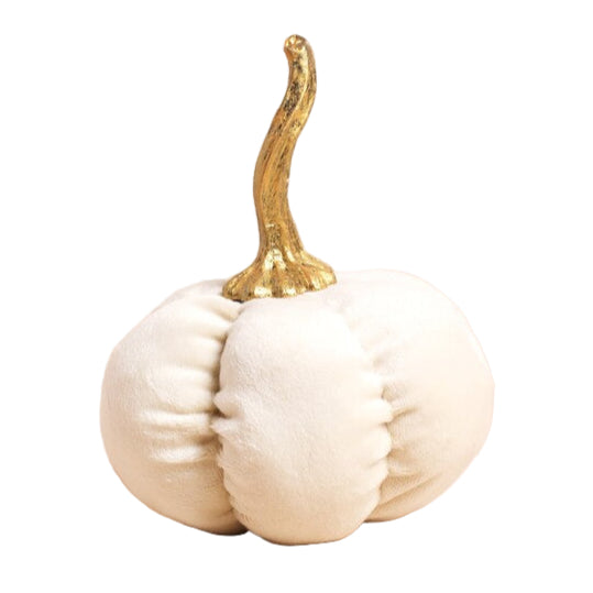 Lisa Angel Small Cream Velvet Pumpkin Standing Decoration