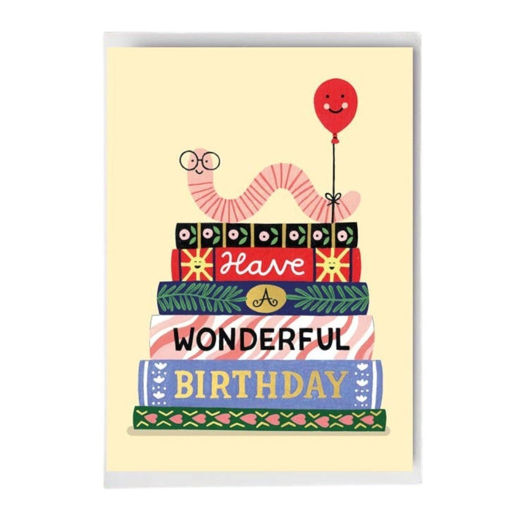 Stormy Knight Bookworm Birthday Card, Luxury Gold Foil Card