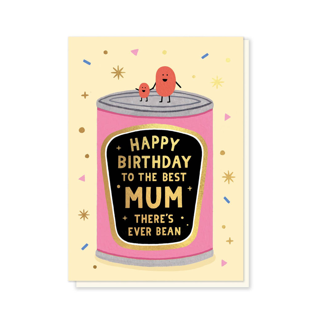 Stormy Knight Beans Mum Birthday Card, Luxury Gold Foil Baked Beans