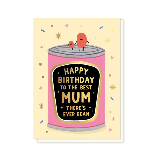 Stormy Knight Beans Mum Birthday Card, Luxury Gold Foil Baked Beans
