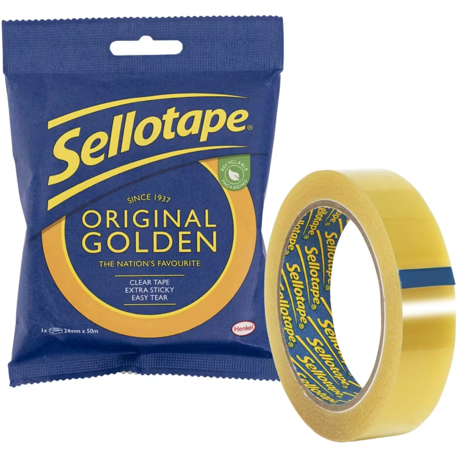Sellotape Tape Original Golden Gold 24 mm (W) x 50 m (L)