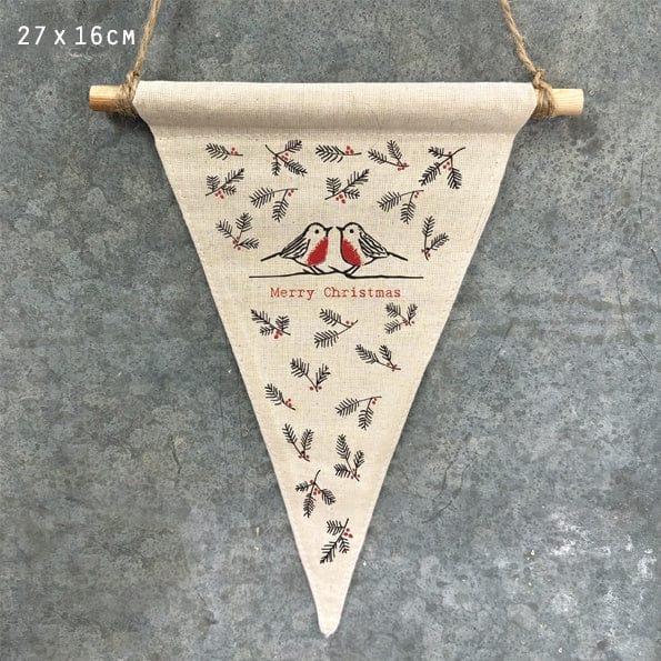 East of India Triangle Pennant - Christmas Robins