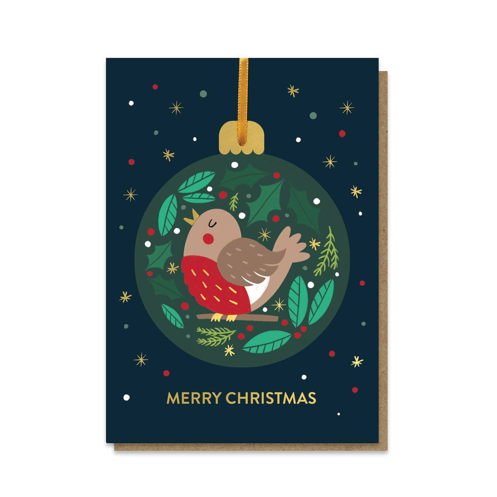 Stormy Knight Robin Pop-out Christmas Bauble Card Ornament