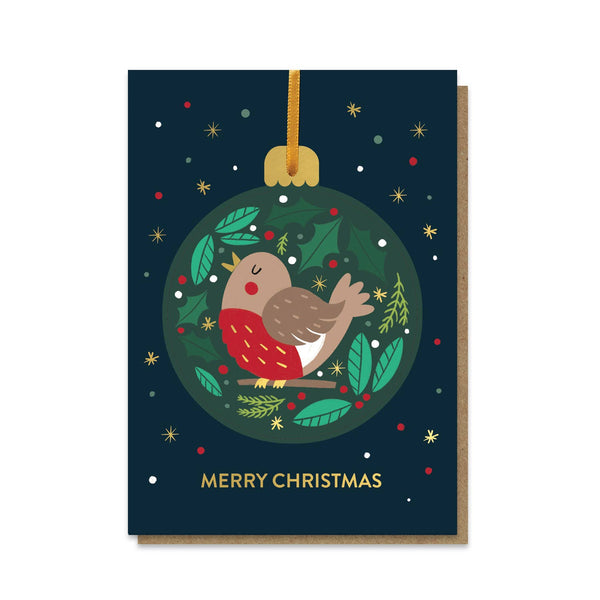 Stormy Knight Robin Pop-out Christmas Bauble Card Ornament