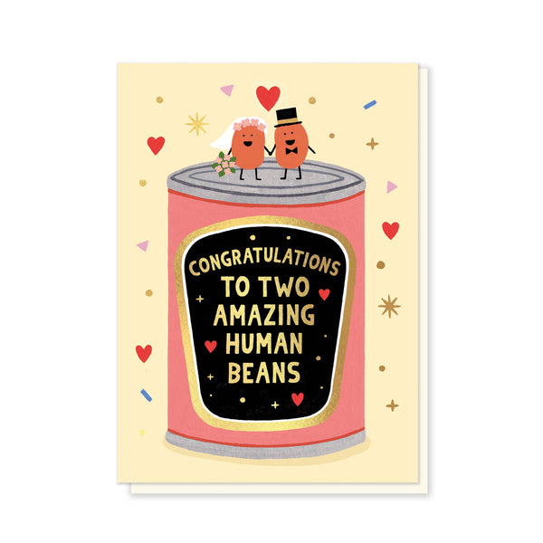 Stormy Knight Baked Beans Wedding Card, Luxury Gold Foil Baked Beans