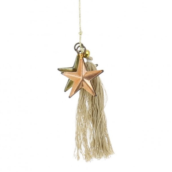 Fiona Walker Gold & Copper Stars with Tassel Christmas Decoration