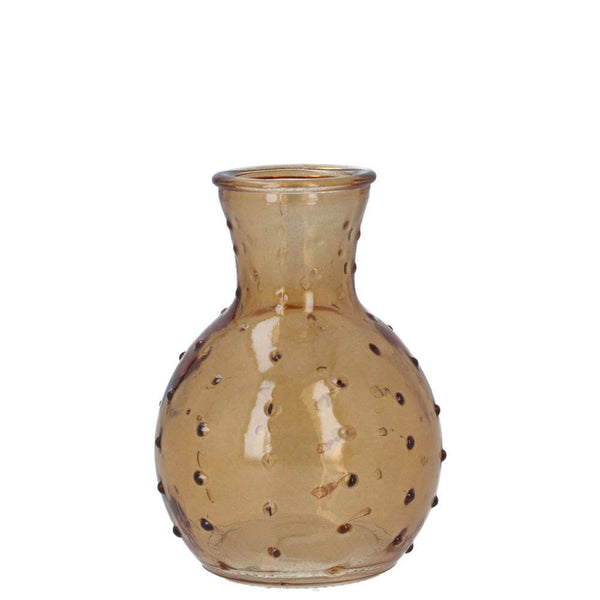 Gisela Graham Glass Vase - Light Amber Dimple Mini Bud