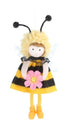 Gisela Graham Fabric Bee Girl with Flower Decoration