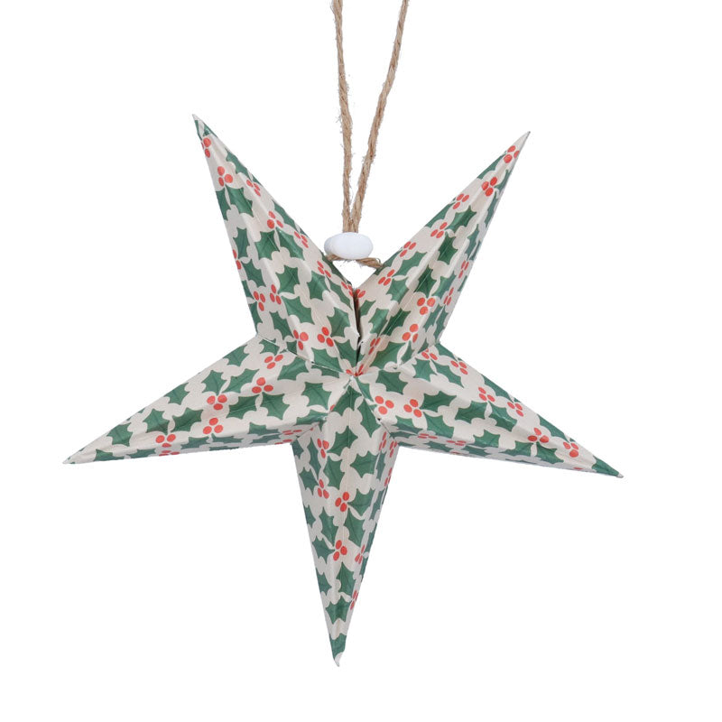 Gisela Graham Holly Pattern Paper Star