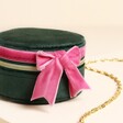 Lisa Angel Green and Pink Velvet Bow Mini Round Jewellery Case