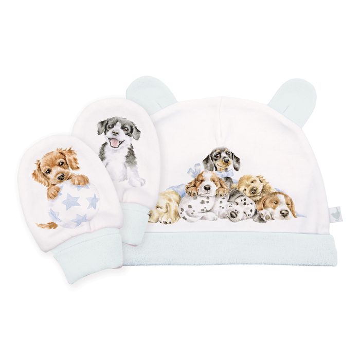 Wrendale  'Little Paws' Dog Newborn Hat and Mitten Set