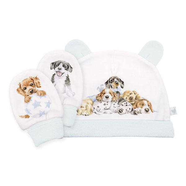 Wrendale  'Little Paws' Dog Newborn Hat and Mitten Set