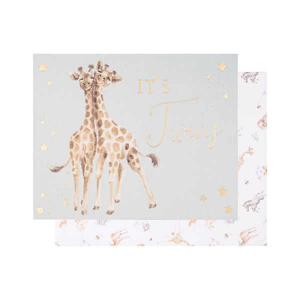 Wrendale 'Double The Joy' Giraffe - Twins New Baby Card - Wrendale