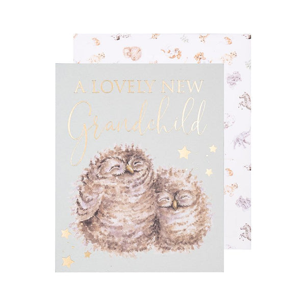 Wrendale 'Words Of Wisdom' Owl Grandchild Card - New Baby - Wrendale