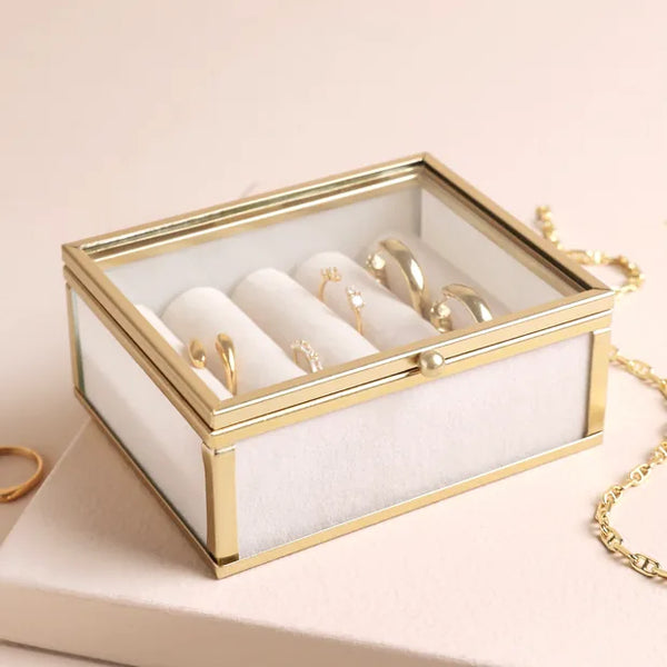 Lisa Angel Mini Glass Jewellery Box in Gold
