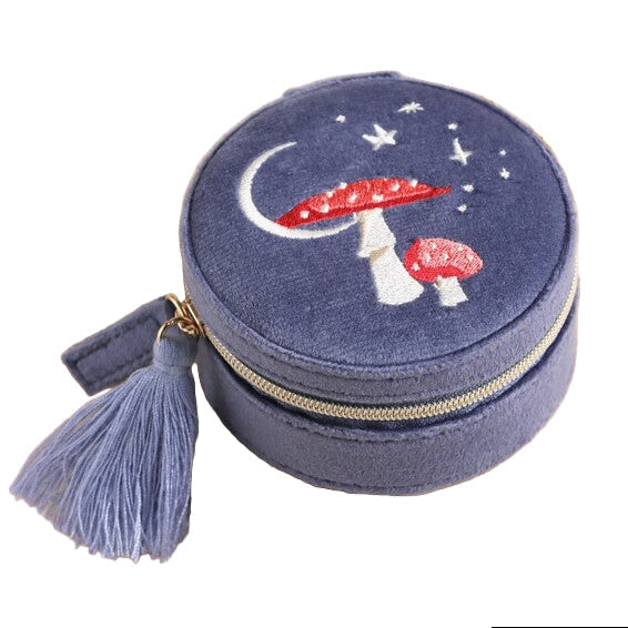 Lisa Angel Moonrise Mini Round Velvet Travel Jewellery Case in Blue