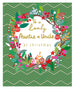 Mrs Best Paper Co. Christmas card for Auntie and Uncle featuring a hand-painted wreath with gold foil and neon ink.