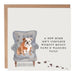 Mrs Best Paper Co. square new home greetings card featuring a bulldog illustration on a chair with muddy paw prints.
