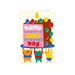 Mrs Best Paper Co. Studio Boketto birthday card featuring a colourful cake illustration held by three cute animals.