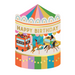 Mrs Best Paper Co. carousel shaped birthday card with gold foil text, tiger, horse, and bus illustrations.