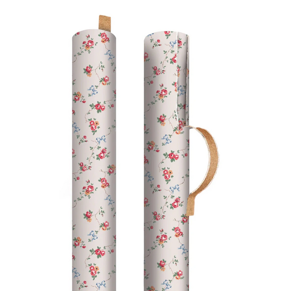 Mrs Best Paper Co. Cath Kidston wrapping paper roll featuring a vintage rose and candy bow floral pattern.