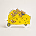 Mrs Best Paper Co. die-cut birthday card featuring Richard Scarry style mice driving a yellow cheese car