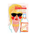 Mrs Best Paper Co. birthday card featuring a vibrant illustration of a woman with blonde hair, sunglasses, and drink.