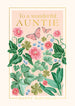 Mrs Best Paper Co. floral birthday card for an Auntie featuring gold foil butterflies and pink flowers on peach
