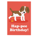 Mrs Best Paper Co. Studio Boketto funny birthday card featuring an illustrated dog with Hap-pee Birthday text