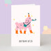 Mrs Best Paper Co. funny birthday card featuring a pink poodle in a party hat and boots with the text Birthday Bitch