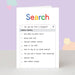 Mrs Best Paper Co. funny birthday card featuring a humorous web search history list on a white 300gsm card.