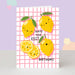 Mrs Best Paper Co. birthday card featuring cute illustrated lemons on a pink grid background with Have The Zest text.