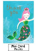 Mrs Best Paper Co. Paper Salad Mermaid thank you card with neon inks and sparkly flitter on a blue background