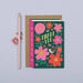 Mrs Best Paper Co. Mifkins Fairytale thank you card with floral book design, bird motif, and kraft envelope.